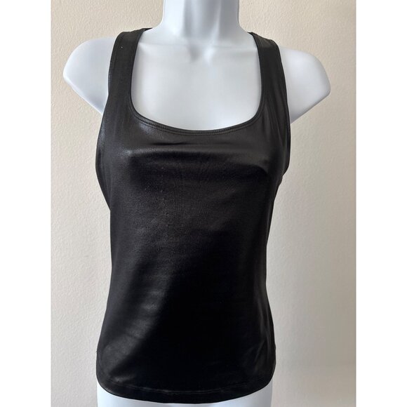 Bebe Sport Vintage Tank Top M Y2K Faux Leather Liquid Look Racerback Made in USA - Picture 2 of 13